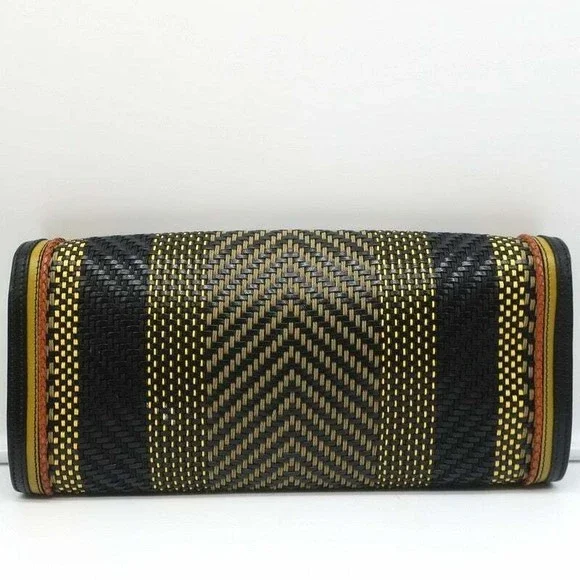 Burberry Prorsum Margot Oversize Buckle Clutch Black/Multi Woven Leather - Picture 6 of 12